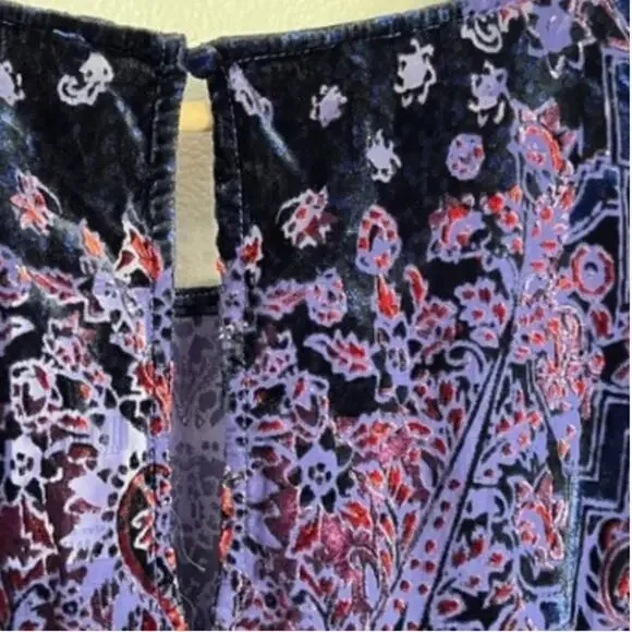 FREE PEOPLE Mirror Mirror Velvet Mini Dress in Purple Sz S - Picture 3 of 5